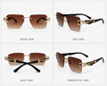 Rimless cheetah sunglasses
